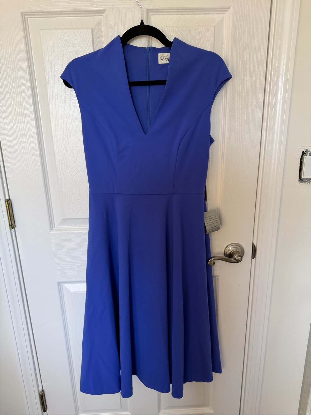 Eliza J Royal Blue V-Neck Fit & Flare Dress